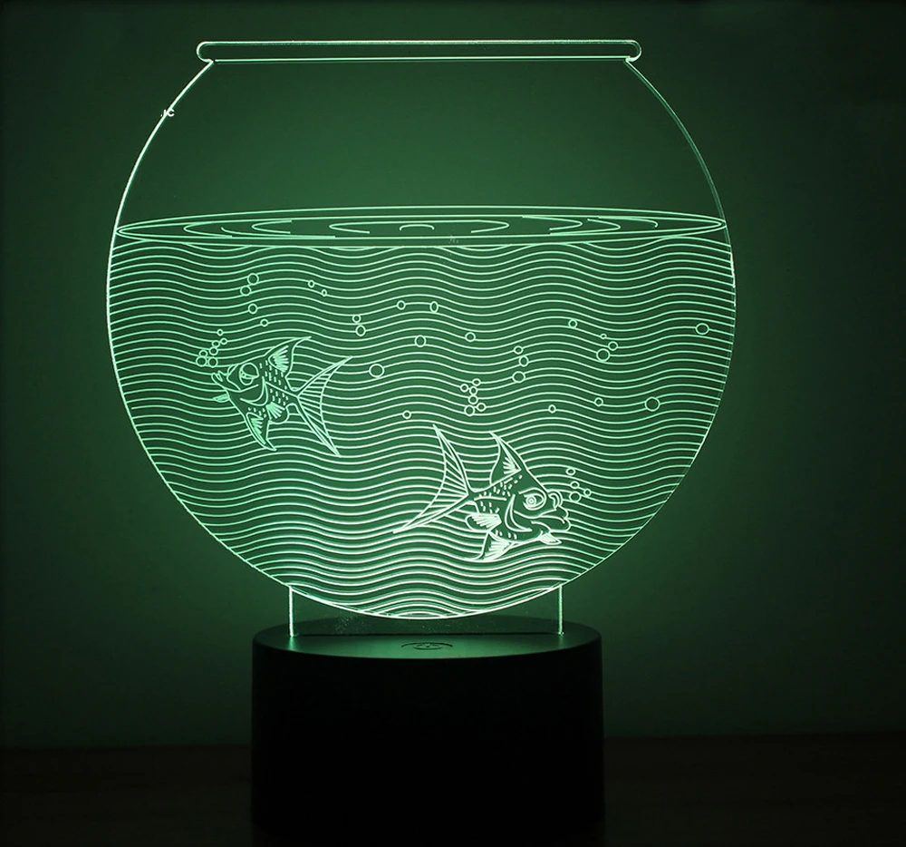 3D стереоскопическое видение Золотая рыбка чаша светодиодные фонари