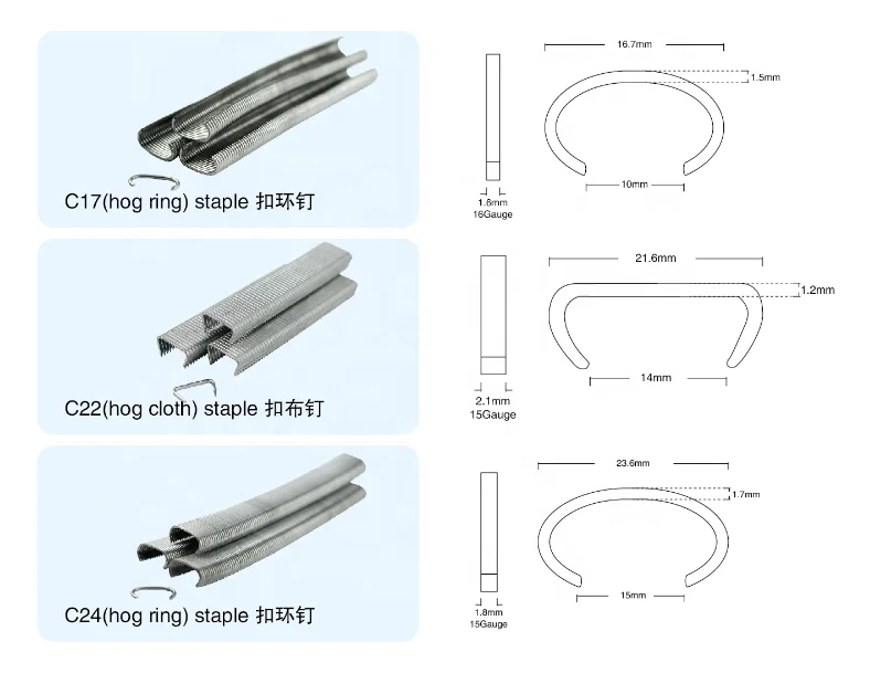 
XINYI Hog Ring C-Ring hog cloth Hog ring curved staples C17 C22 C24 