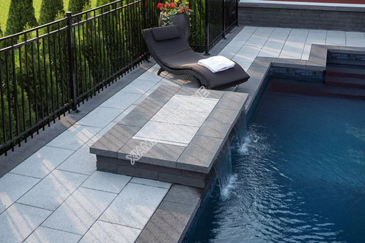 Outdoor Flame Cut Floor Tiles Cobblestone Paver G684 Black Granite