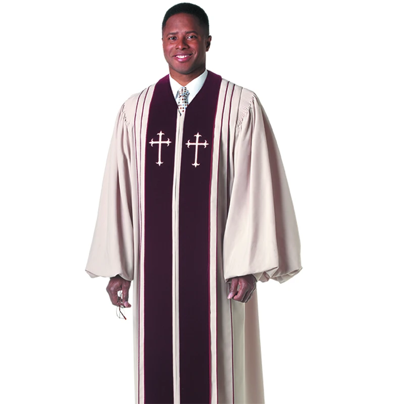 
High quality long church gown white catholic church robes 