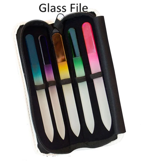 Newly Professional Double Sided Glass Nail Files with Case -Round Tip Pedicure Crystal Nail File for Natural and Acrylic Nails