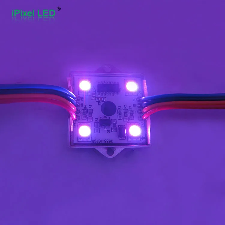 Multi color smart metal case pixel rgb led Square Module ws2801- 4LEDs