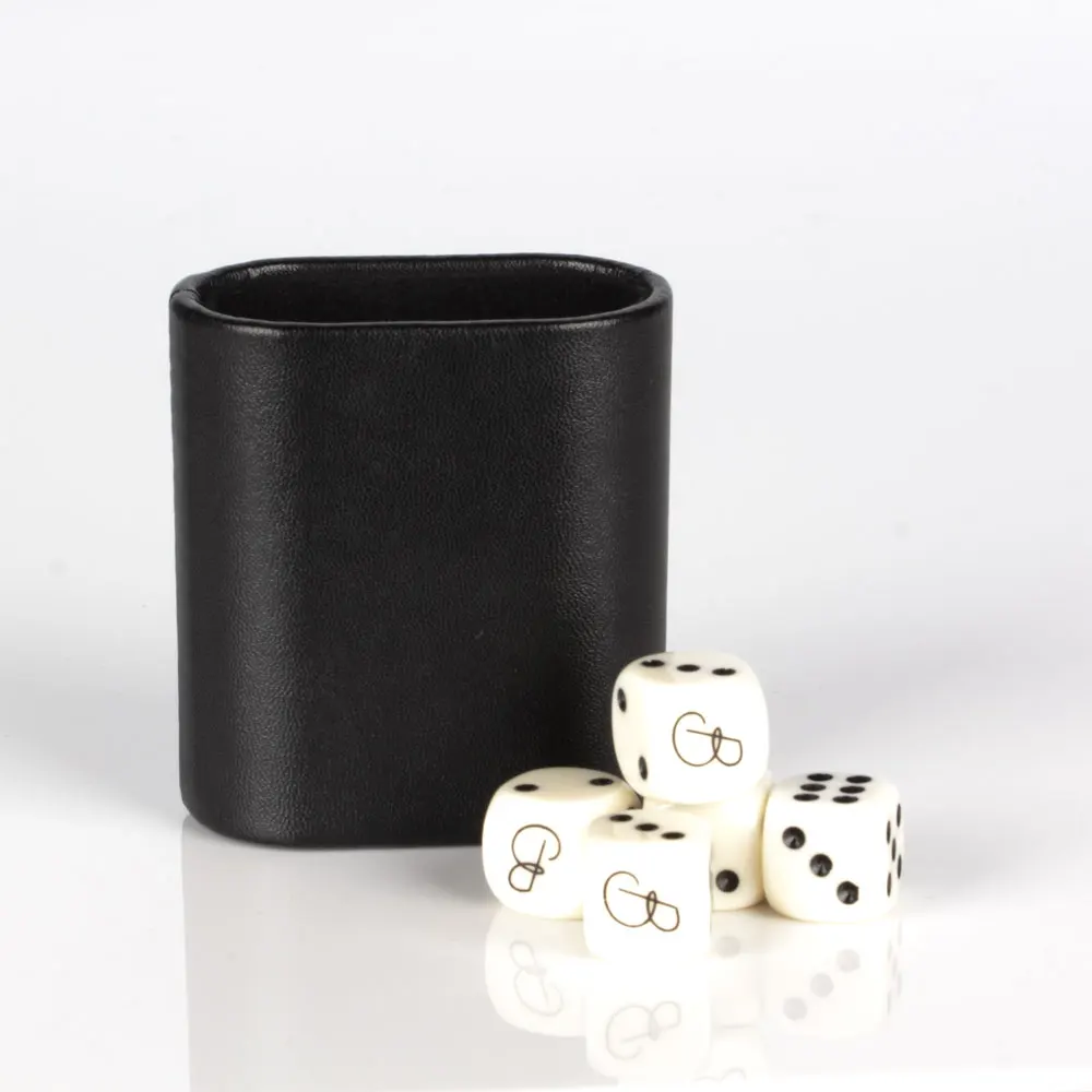 
Hot selling leather black backgammon mini dice cup 