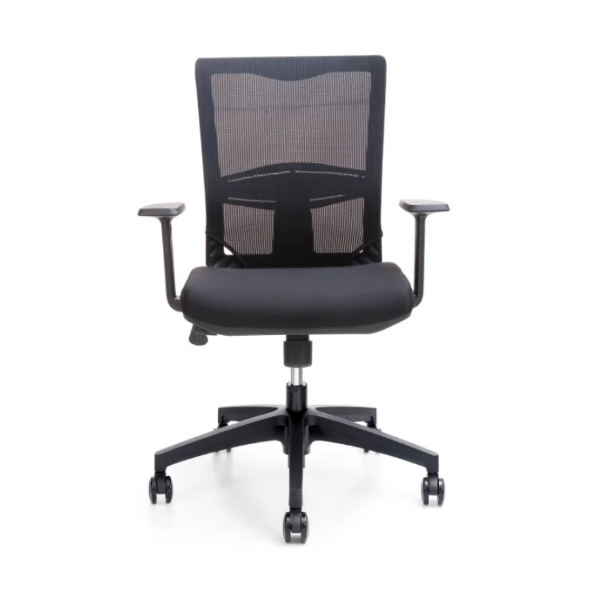 Черное нейлоновое кресло со спинкой из стекловолокна для офиса с заменой подлокотника офисного кресла