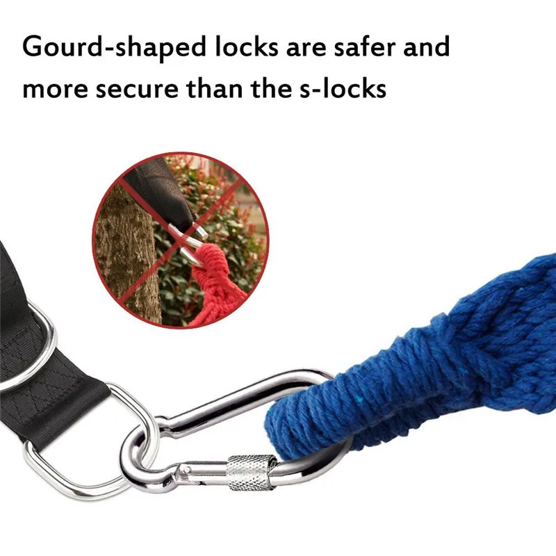 Hanging Tree Swing Straps Outdoor Hammock Straps with Heavy Duty Carabiners/Tree Protectors
