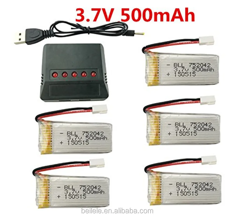 5PCS 3.7V 500mAh battery for H31/H37/H6D JXD392 JXD385 UDI U816A X4 FPV H107C/D/L HS170 HS170C HS170G F180W F180C TOZO Q2020