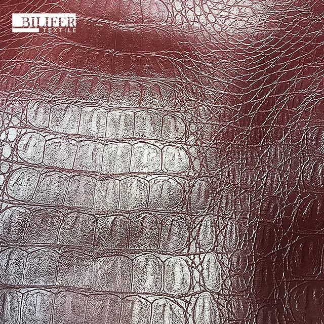 wholesale  good quality leather fabric artificial leather embossed crocodile pu leather
