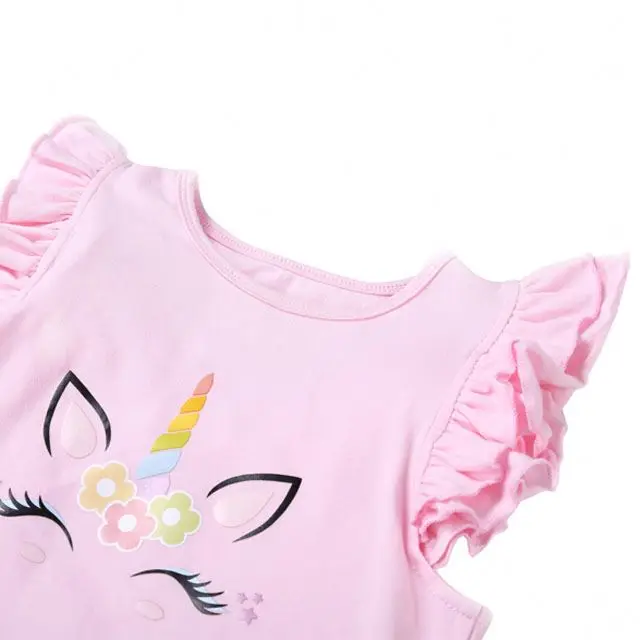 
Good quality Custom Teen Girl Boutique Unicorn Printed Baby Girls Clothing 