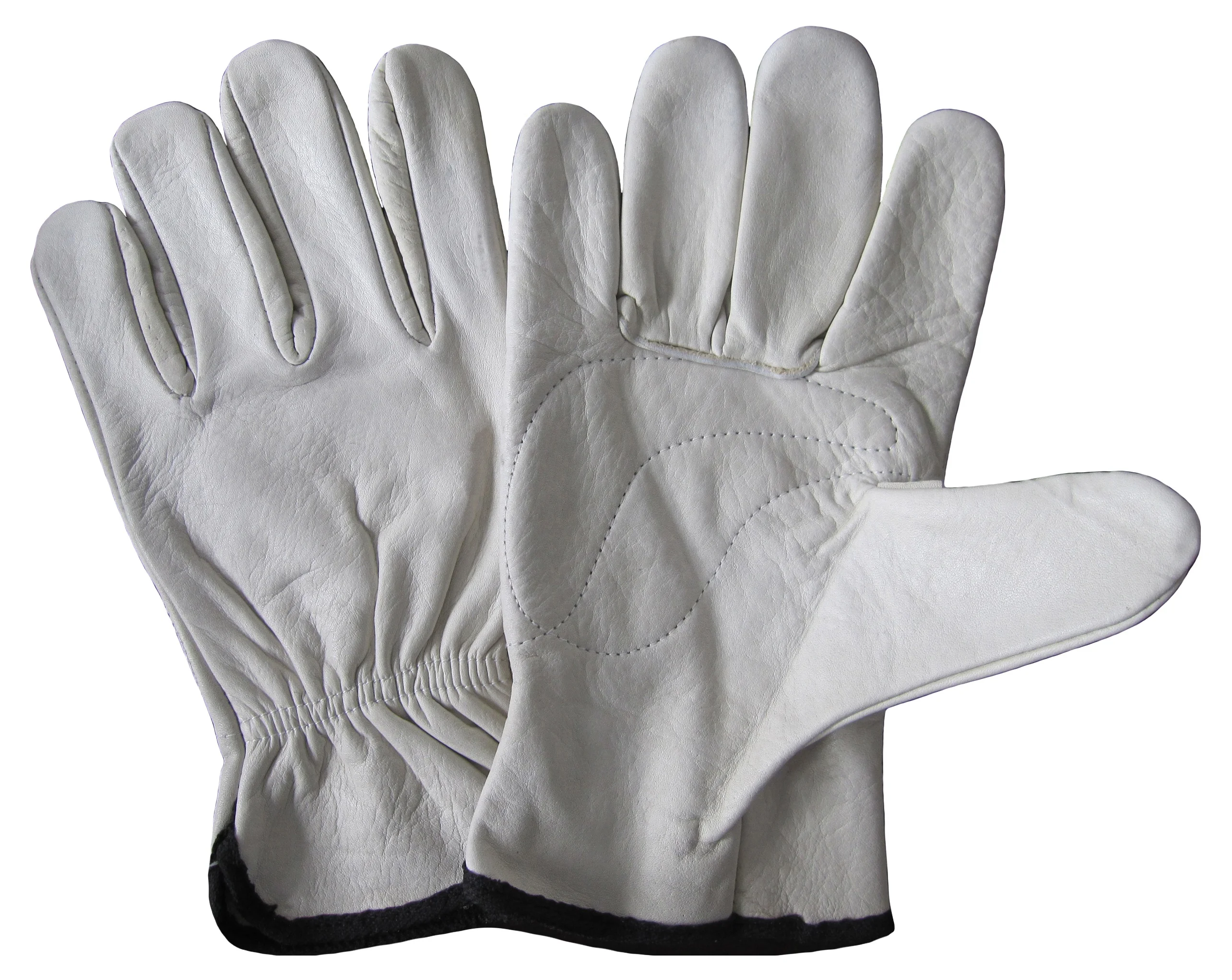 No Lining Short Wing Thumb Mechanics Driver Grain Cow Skin Leather Glove, rigger gloves