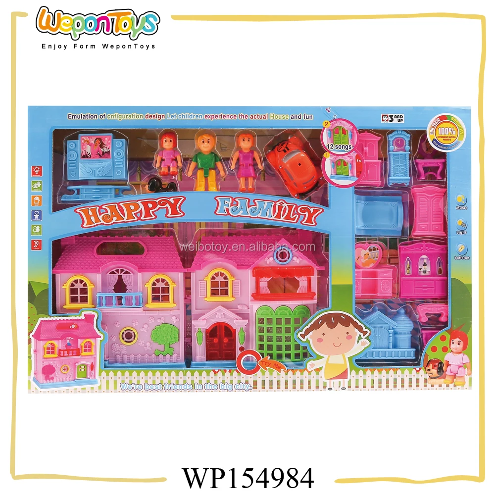 wholesale toy furniture play set with sound and light plastic abs big doll house