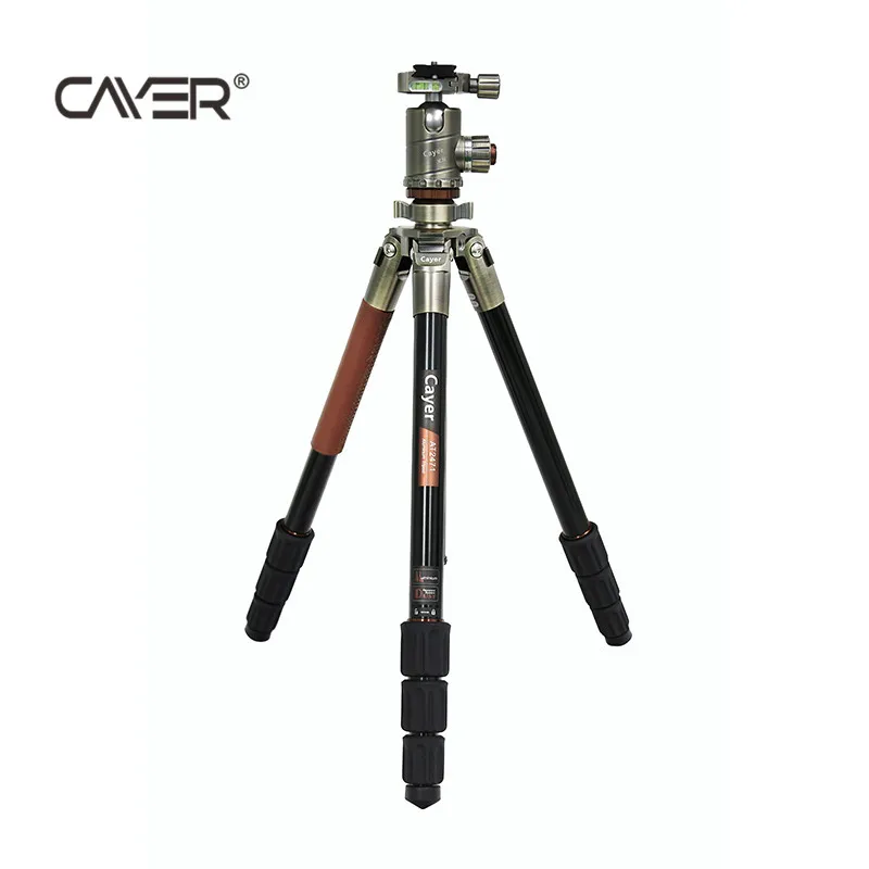 Cayer AT2470X3 Professional Photo Tripod Kit Aluminum Antique Brass Max Height 1820MM Digital Camera Aluminum Alloy 4 Sections