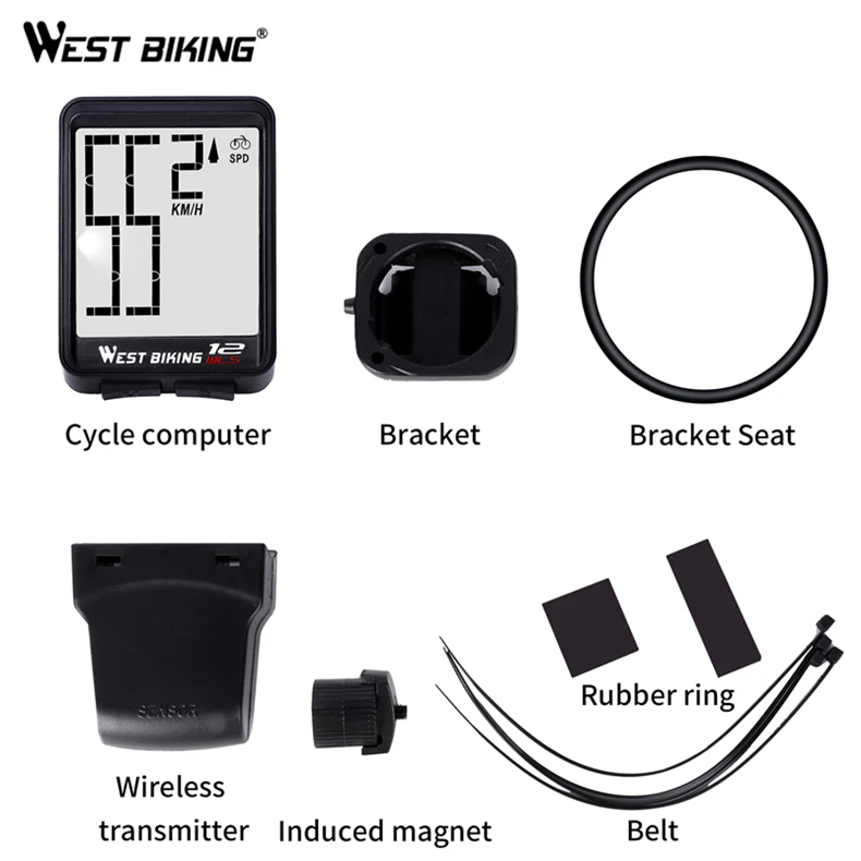 WEST BIKING Wireless Bike Computer 14 Functions meter Odometer Cycling Wired Mount MTB Bike Stopwatch Bicycle Computer
