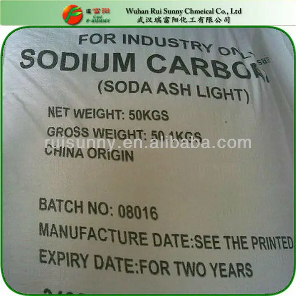 Washing Soda Na2CO3 Soda Ash Light 99.2% Sodium Carbonate Soda Ash Dense for Glass Making