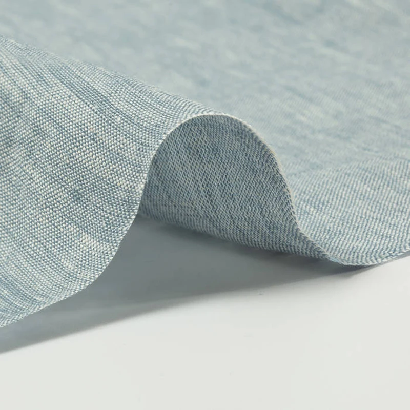
Breathable woven 100% linen chambray fabric for casual dress 