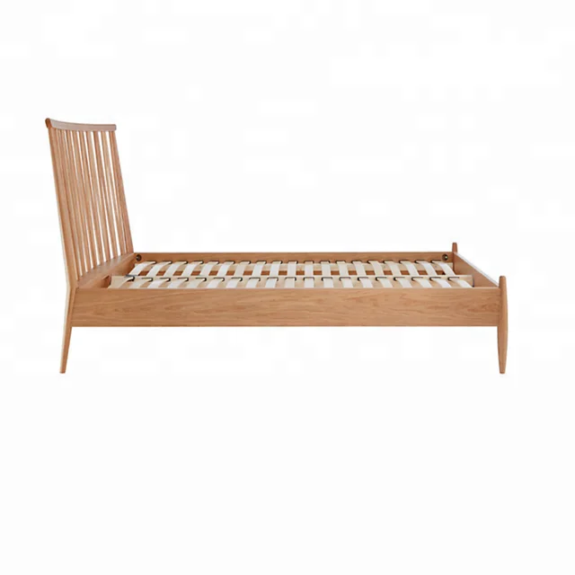 Hot Sale French Low Foot Board Solid Oak Upholstered Bed For Bed Room