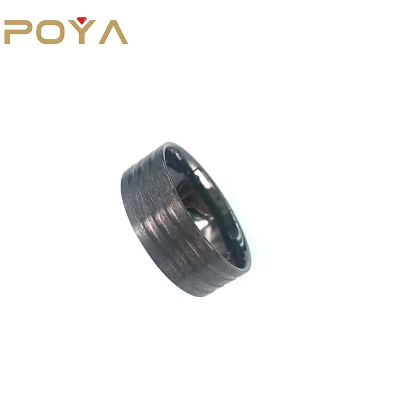 POYA Jewelry 8 мм матовое черное титановое кольцо с плоским верхом, ювелирные изделия без рисунка с инкрустацией