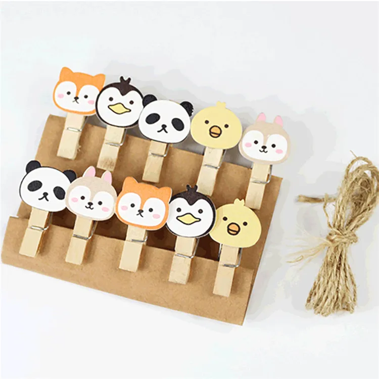 FQ brand pocket small led photo string mini custom logo wooden paper clip