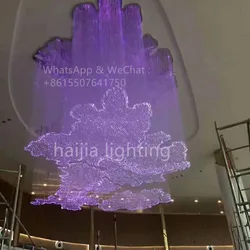 Hotel project large customized colorful led fiber optic crystal chandelier pendant light