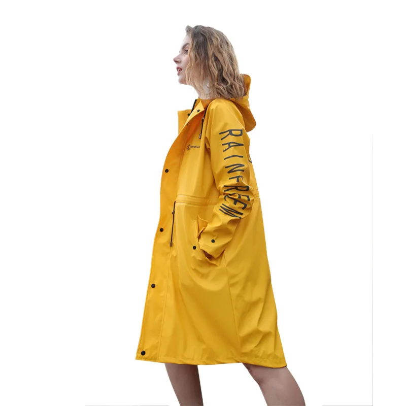 Man and Woman Long Raincoat PU Waterproof Jackets and Pants Windproof RAINWEAR 100% PU for Adults Custom Logo Printing Rainy Day