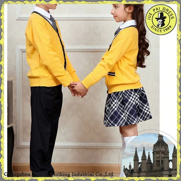 A beautiful yellow V neck school uniform