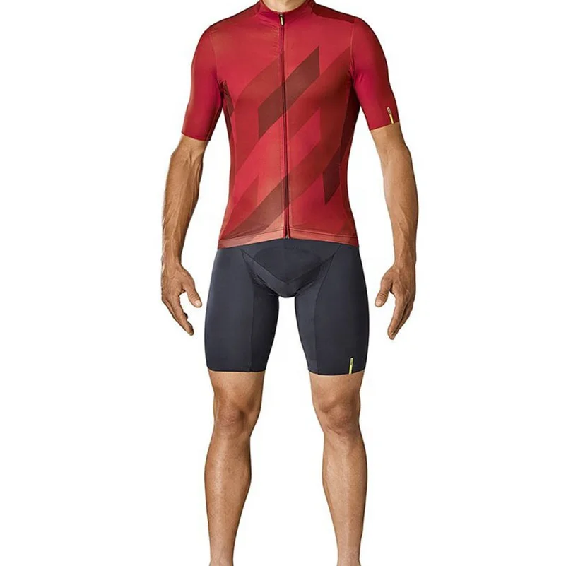 
Custom red sports soft suit breathable feature and worsted fabric type breathable cycling jersey tops 
