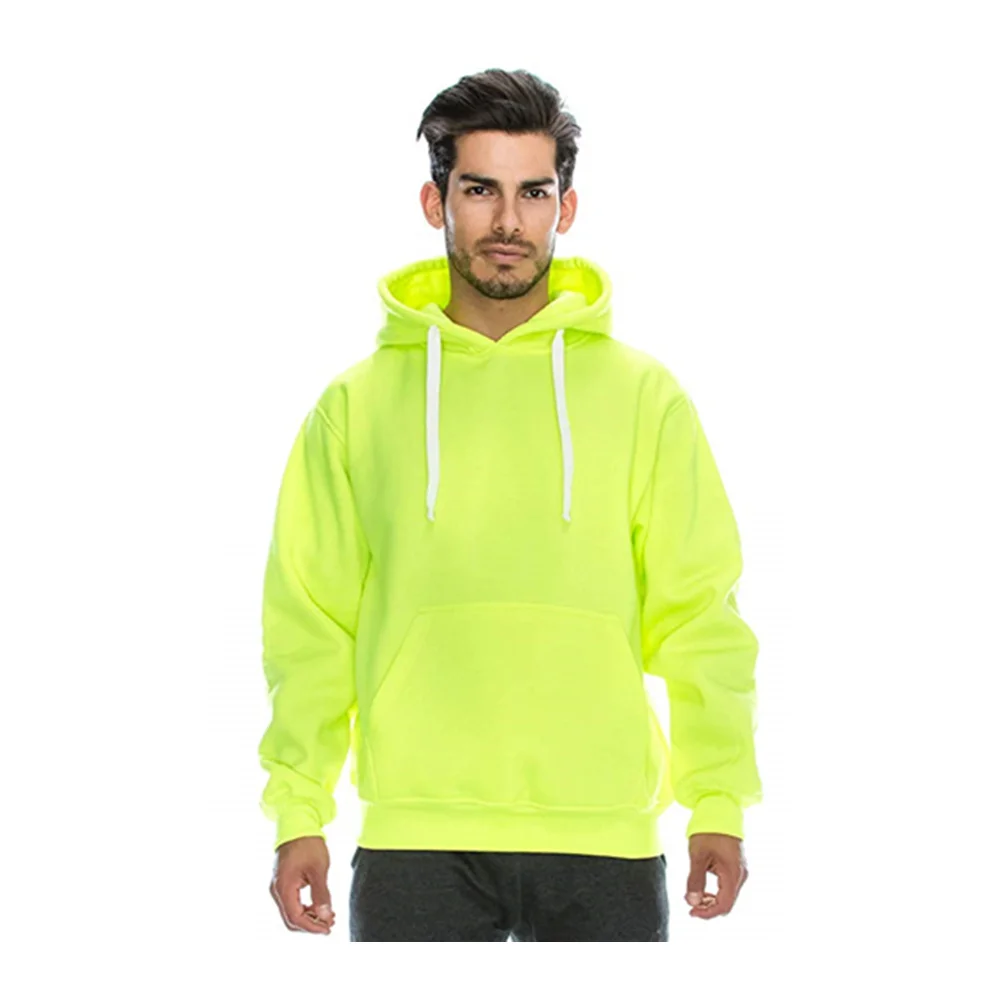 OEM China Factory Clothing Men Neon Green Hipster Hip Hop Basic Hoodies Men Pullover Hoodie Jacket