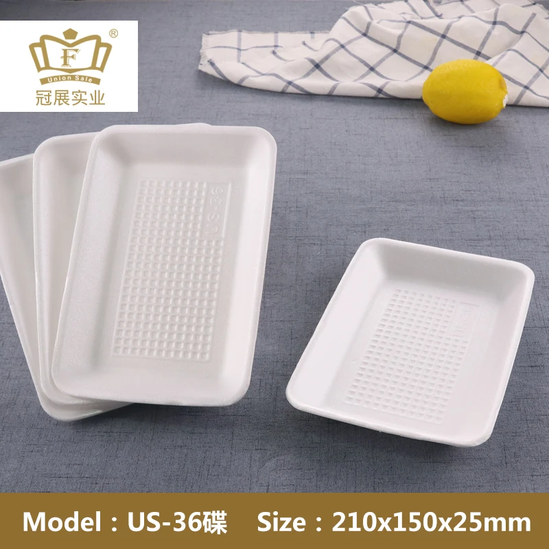 21*15*2.5 Disposable plastic foam tray food grade ps material foam plate for supermarket frozen meat food pack party plate