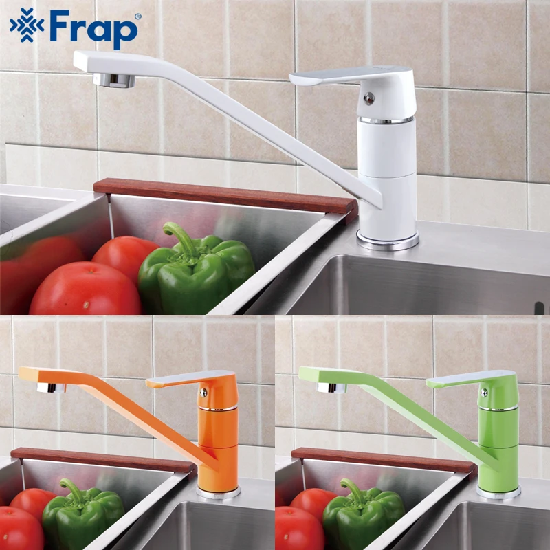 FRAP Fashion Style Multi-color Kitchen Faucet Cold and hot water taps White Orange Green 360 Rotation F4931&F4932&F4933