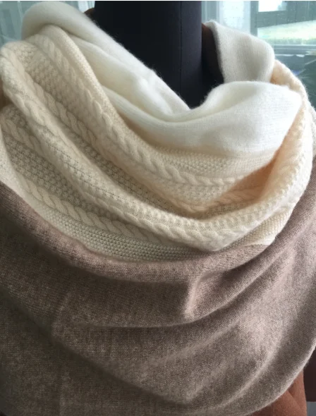 
custom pure cashmere scarf knitt new deign thick wool travel blanket oversize long shawl 