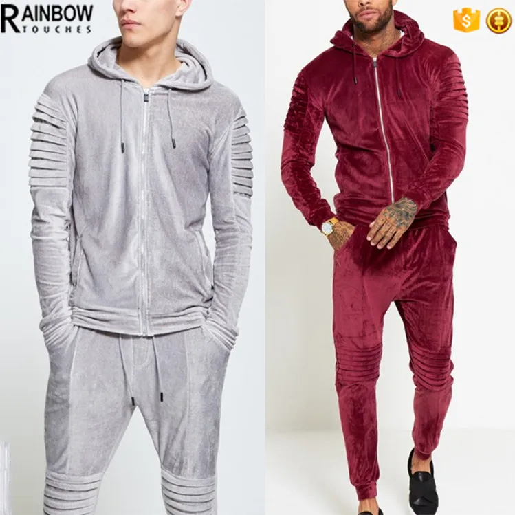 Hot Selling High Quality Velour Hooded Men Track Suits