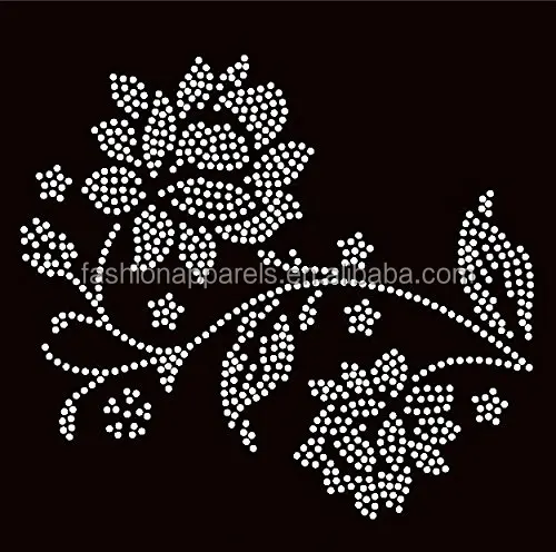 Curtain and Cushion Flower Rhinestone Iron on Transfer