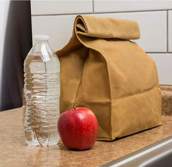 Hot sell waterproof 16OZ Waxed Canvas Reusable Lunch Bag