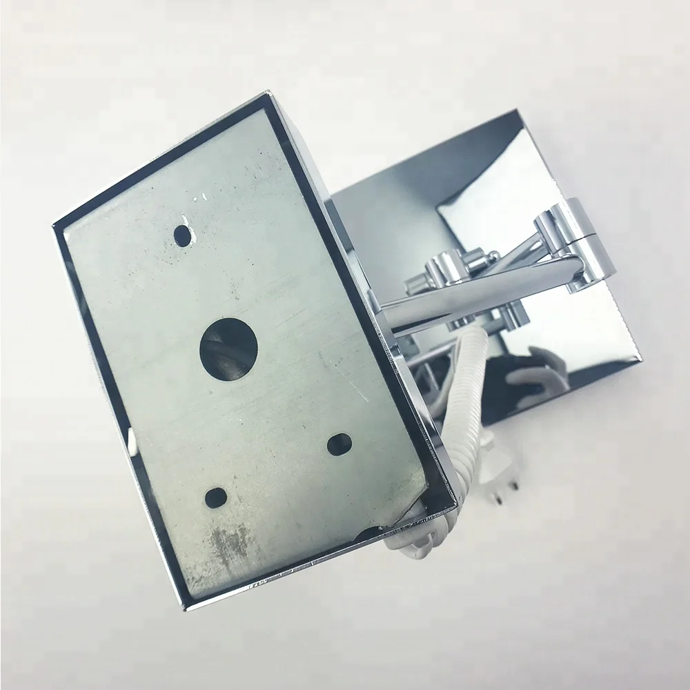 
Hotel bathroom wall mounted 2 face square UL led makeup mirror with 5X magnifying mirror 