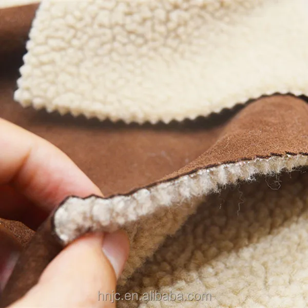 
Popular brown color suede fabric bonded sherpa fleece 