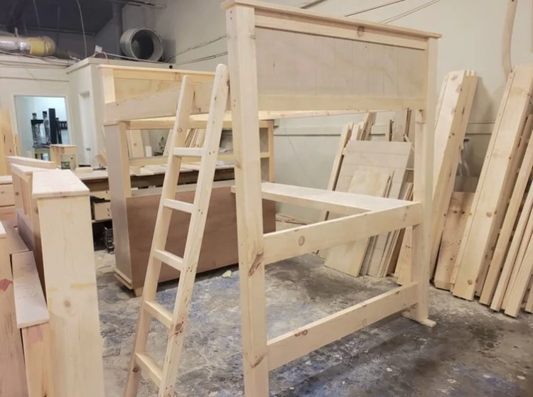 
gray funky bunk bed with desk for sale 