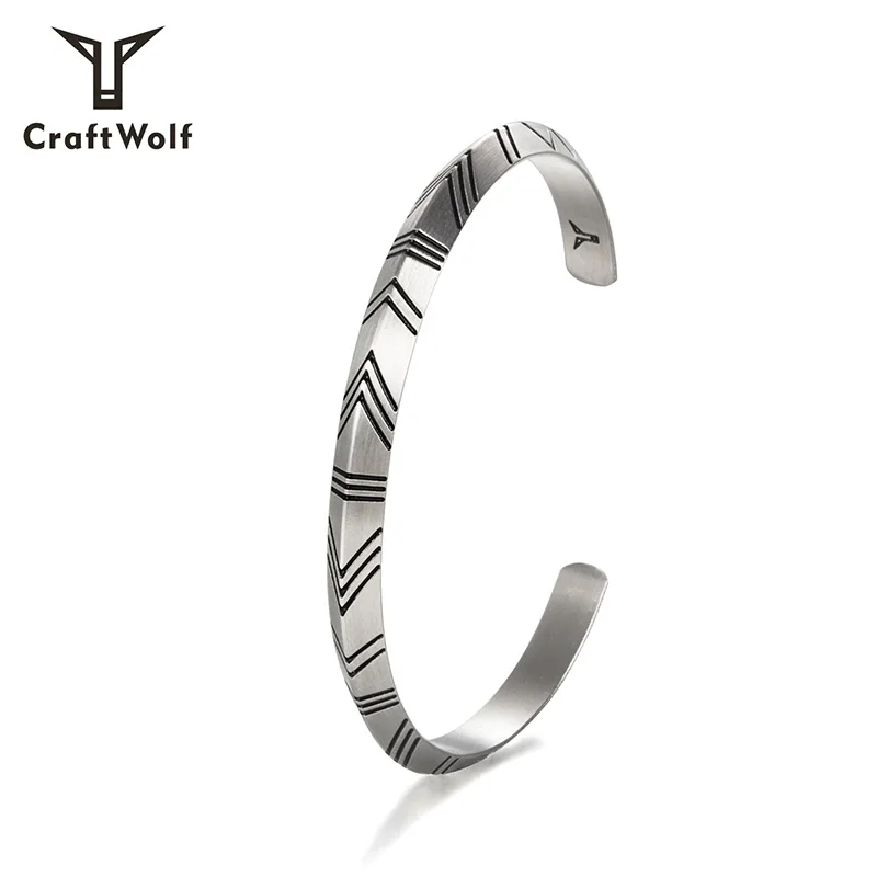 Craft Wolf Rose Gold Cuff Stainless Steel Jewelry Bracelet