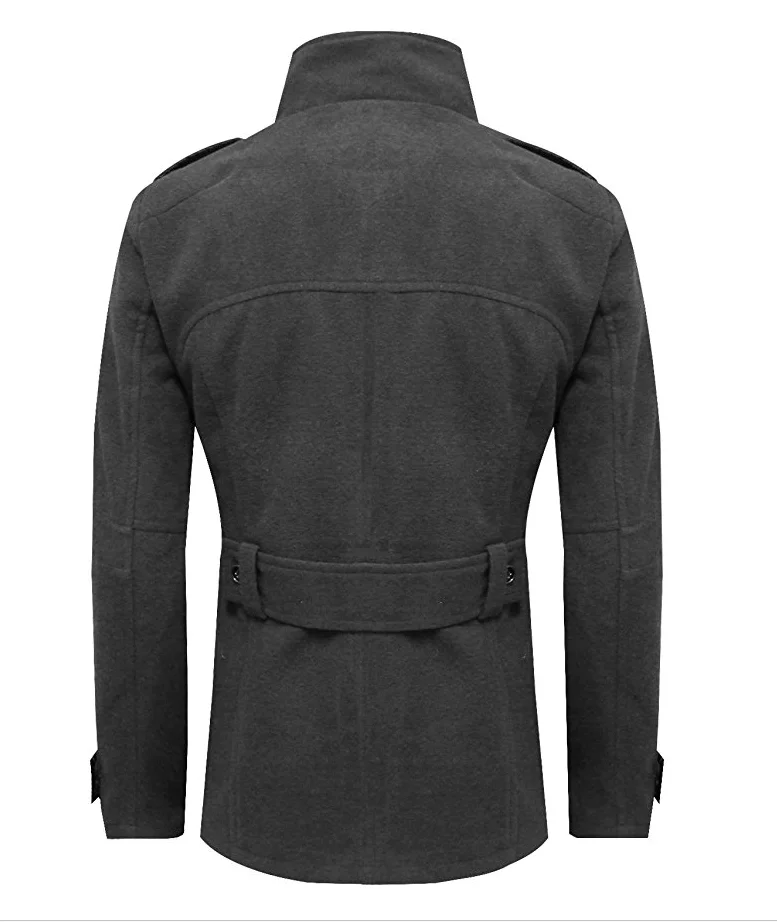 Man Coat Fashion Classic Wool Double Breasted Winter OEM Service Woven Long Solid Thick Raw Plain Dyed Woolen Support Button