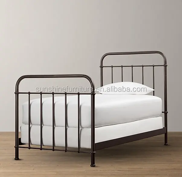 
cheap modern simple single metal bed iron bed white for home school and hotel 