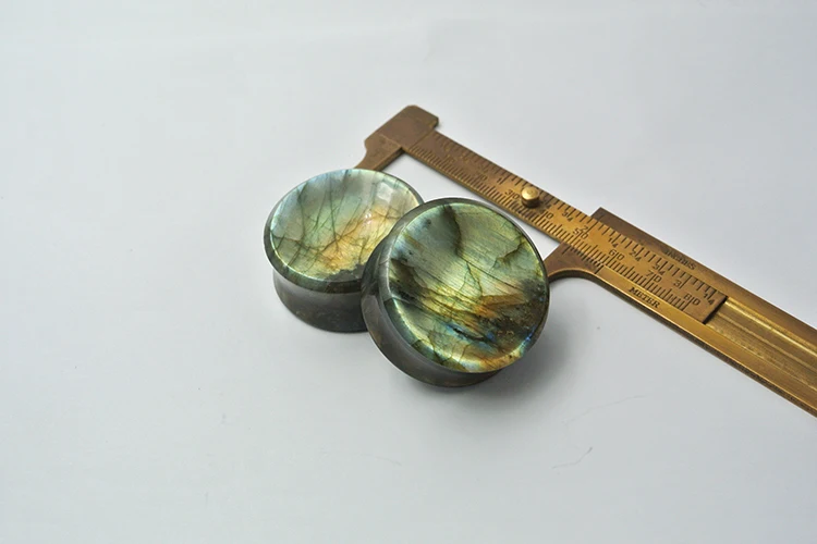 Labradorite Stone Ear Plugs Gem Wholesale Gemstones 35mm 2mm flare 16mm thickness Concave