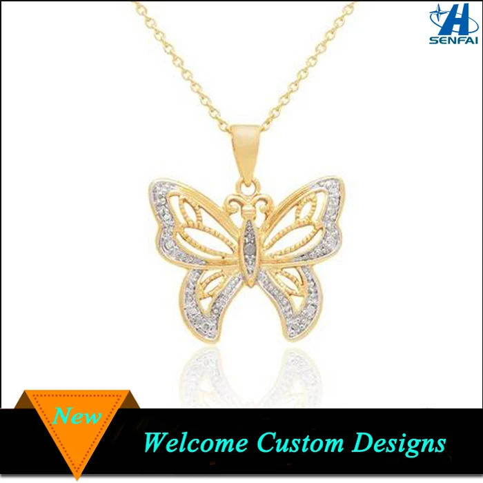 Alibaba Website 18k Gold Plated Diamond Butter fly Necklace for Girls