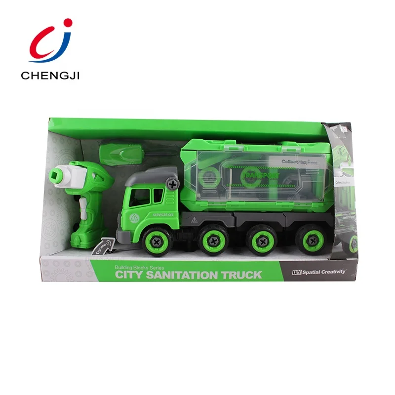 Education take apart remote control container car kids diy truck assemble toy