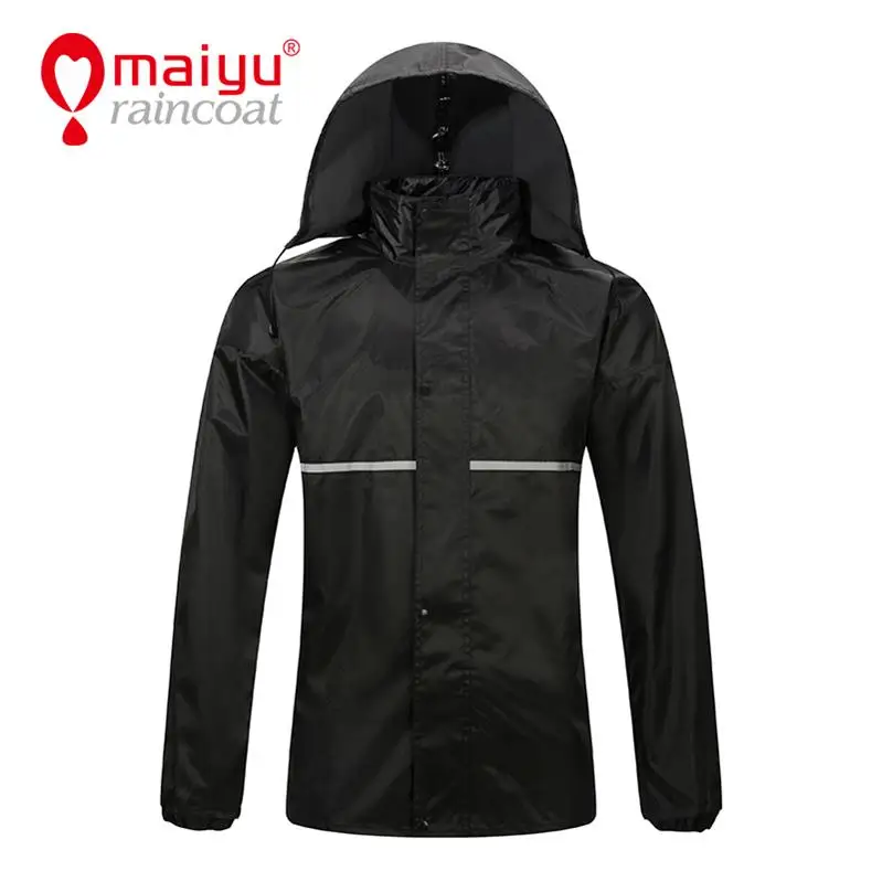 
Maiyu waterproof polyester rubber rain coat for men with reflective tape 