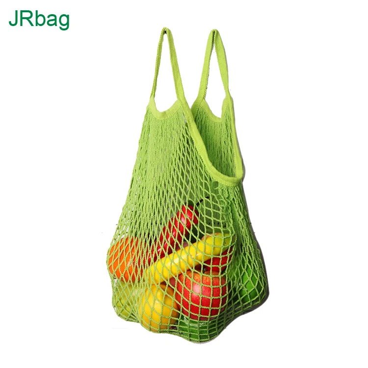 Customize Reusable Net Knitted Making Green Cotton Large Capacity Mesh Storage Bag With Shoulder Handle For Fruit Vegetable