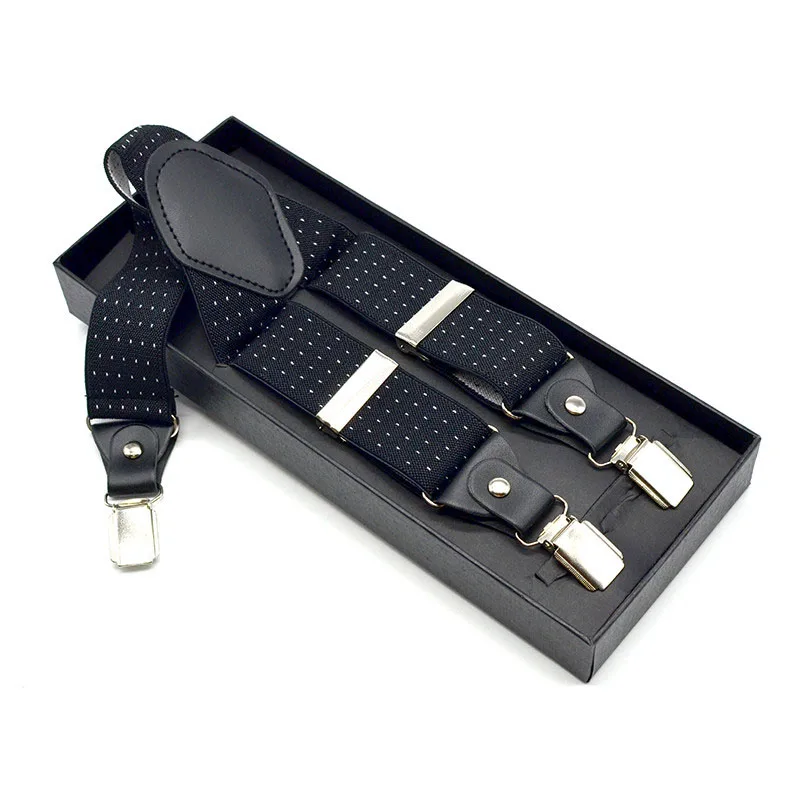 Черный подтяжки для мужчин Поддержка индивидуальные логотип и узор класс материал искусственная кожа дизайн 3 зажимы подтяжки мужск