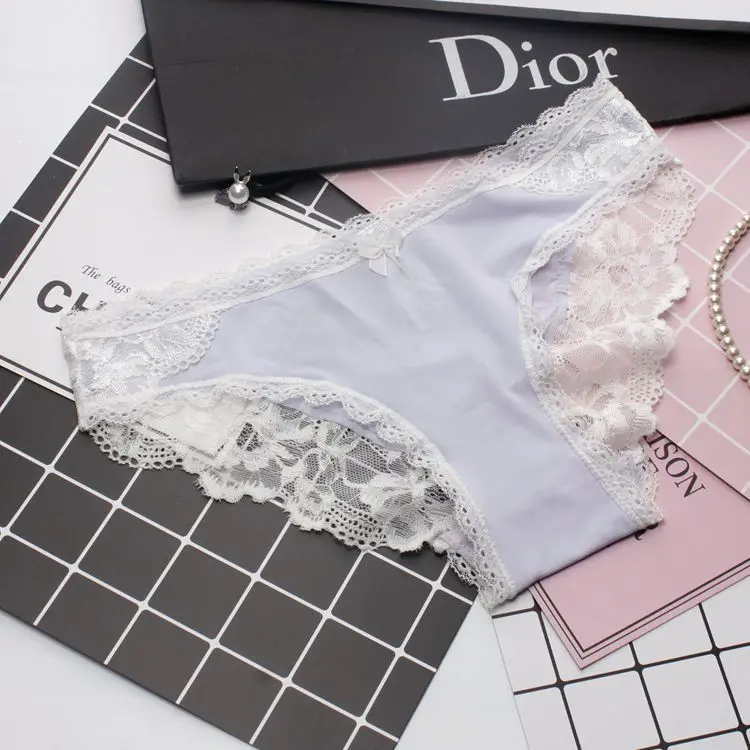 Wholesale Women Ladies Pink Dot Cotton Printed Lace  Panties Good Quality Fashion Underwear Manufacturer