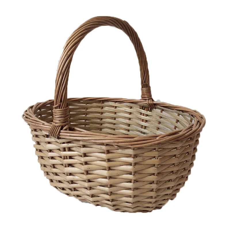 Wicker Basket With Handle Woven Storage Shopping Pick basket