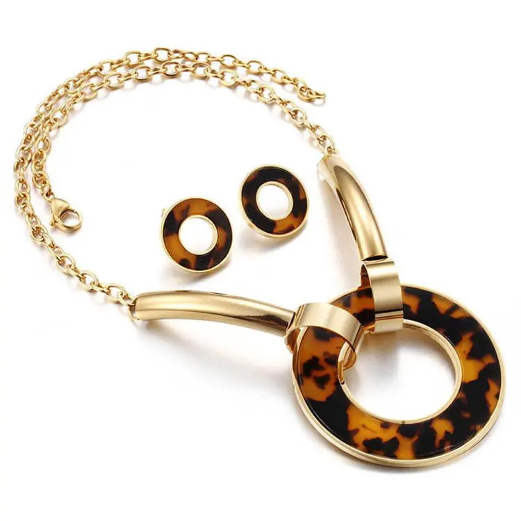 Fashion & Costume Dubai Gold Plated Jewelry Set, Stainless Steel Bridal Wedding Jewelry Necklace Set