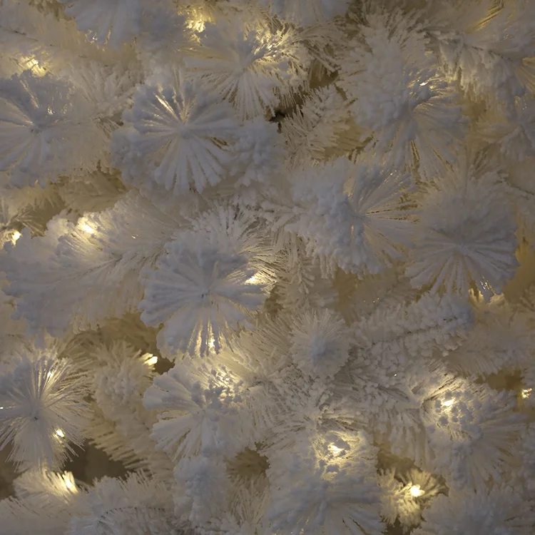 2021 New product White flocking Christmas tree snow 180cm Christmas tree with lights