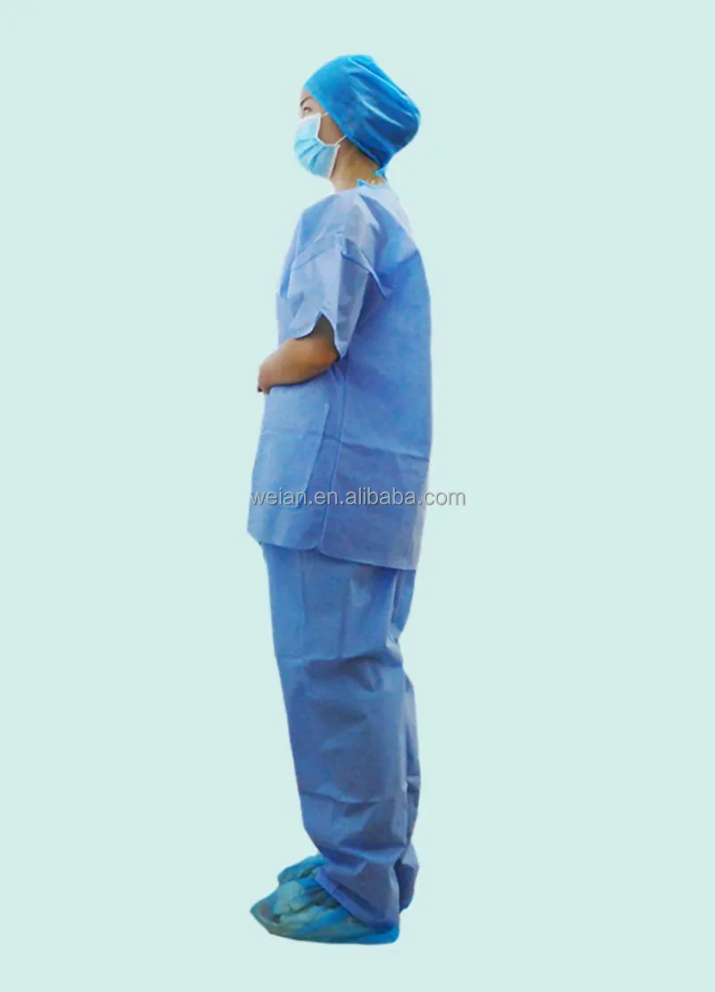 
PP Nonwoven Staff Apparel Disposable Nurses Scrub Suits 