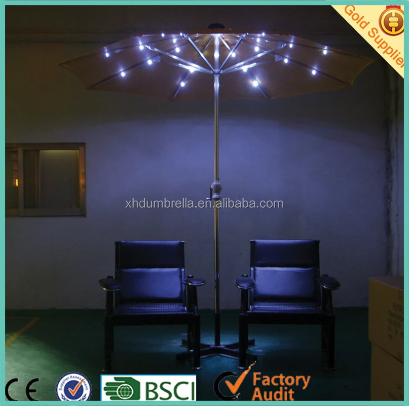 aluminium patio umbrella with led light for garden umbrella and beach umbrella